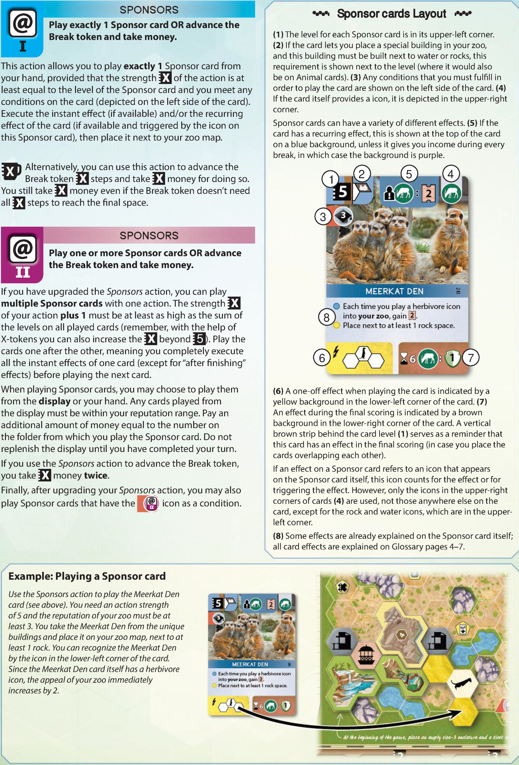 Sponsors action cards and Sponsor card layout anatomy