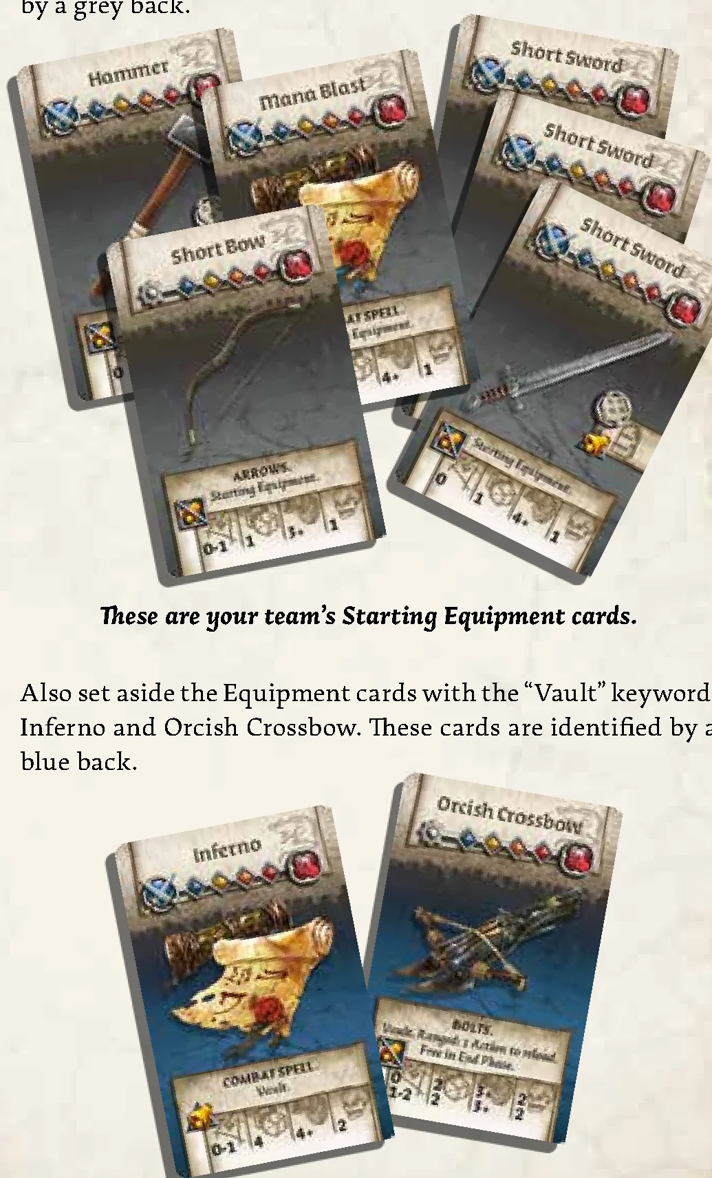 Starting Equipment and Vault Cards