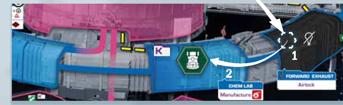 Stowaway moving to Forward Exhaust then Chem Lab