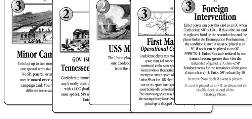 Summer 1861 Confederate Strategy Cards Hand