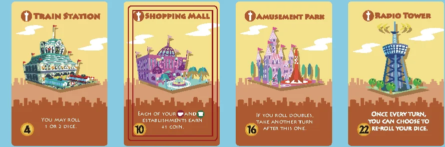 The four landmark cards