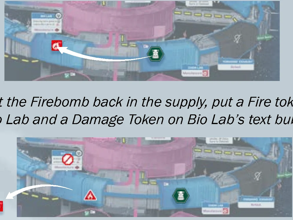 Throwing Firebomb into Bio Lab resulting in Fire and Damage