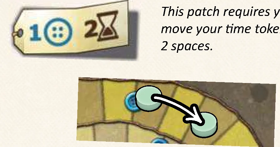 Time movement indicator on patch and board movement