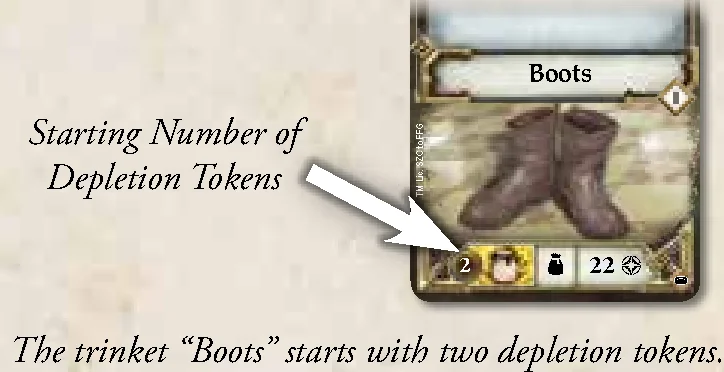 Trinket Item Card with Depletion Tokens