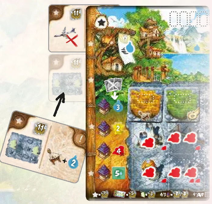 tucking village cards under board