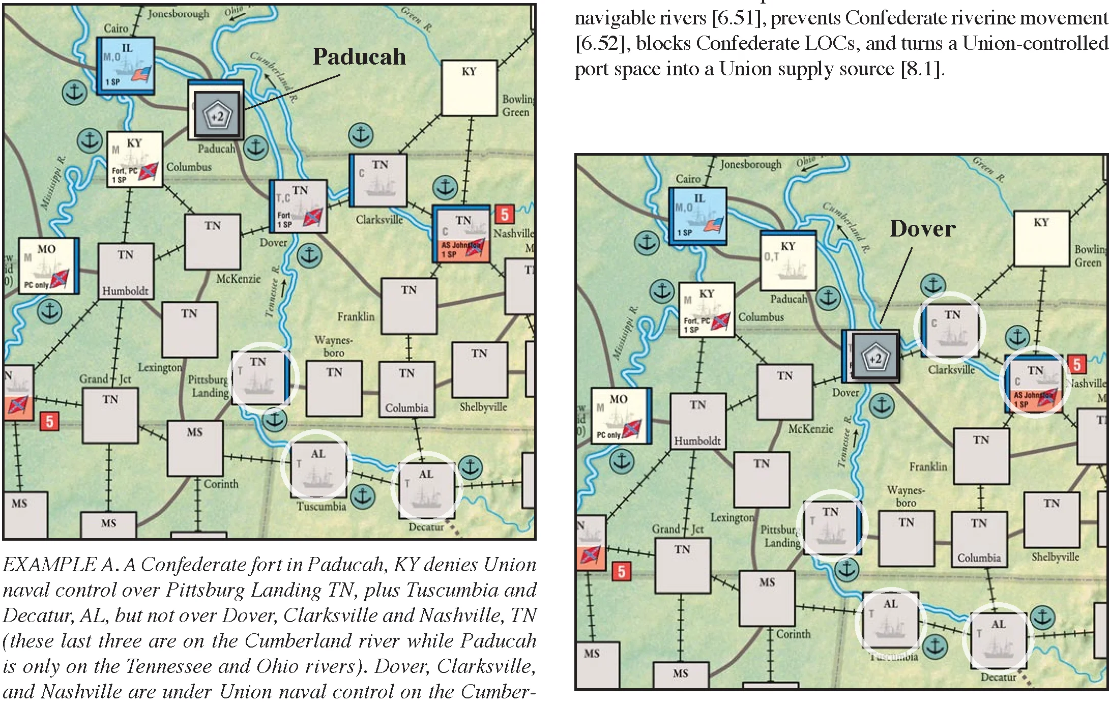 Union Naval Control Diagrams: Paducah and Dover