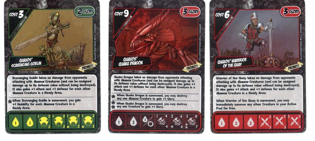 Quarriors! Quaxos Promo Cards board game cover