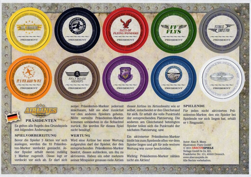 Airlines Europe: The Presidents board game cover