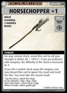 Pathfinder Adventure Card Game: Rise of the Runelords – “Horsechopper +1” Promo Card board game cover