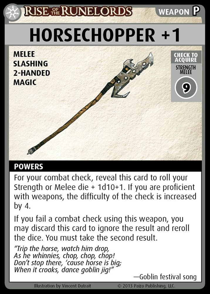 Pathfinder Adventure Card Game: Rise of the Runelords – “Horsechopper +1” Promo Card board game cover