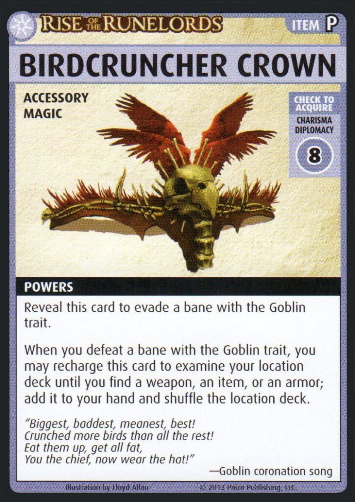 Pathfinder Adventure Card Game: Rise of the Runelords – “Birdcruncher Crown” Promo Card board game cover