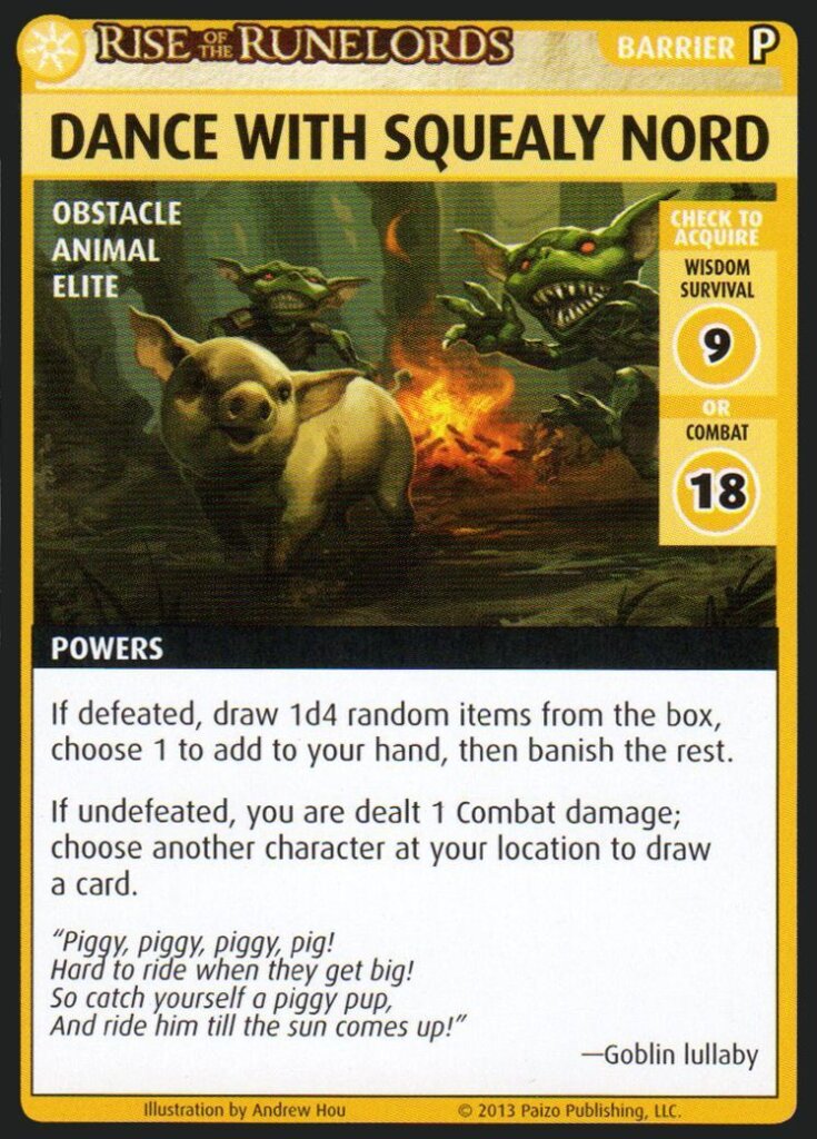 Pathfinder Adventure Card Game: Rise of the Runelords – “Dance With Squealy Nord” Promo Card board game cover