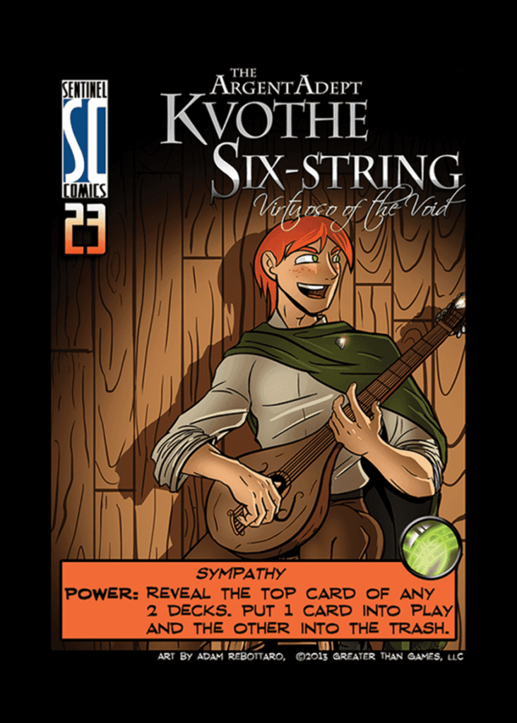 Sentinels of the Multiverse: Kvothe Six-String Argent Adept Promo Card board game cover