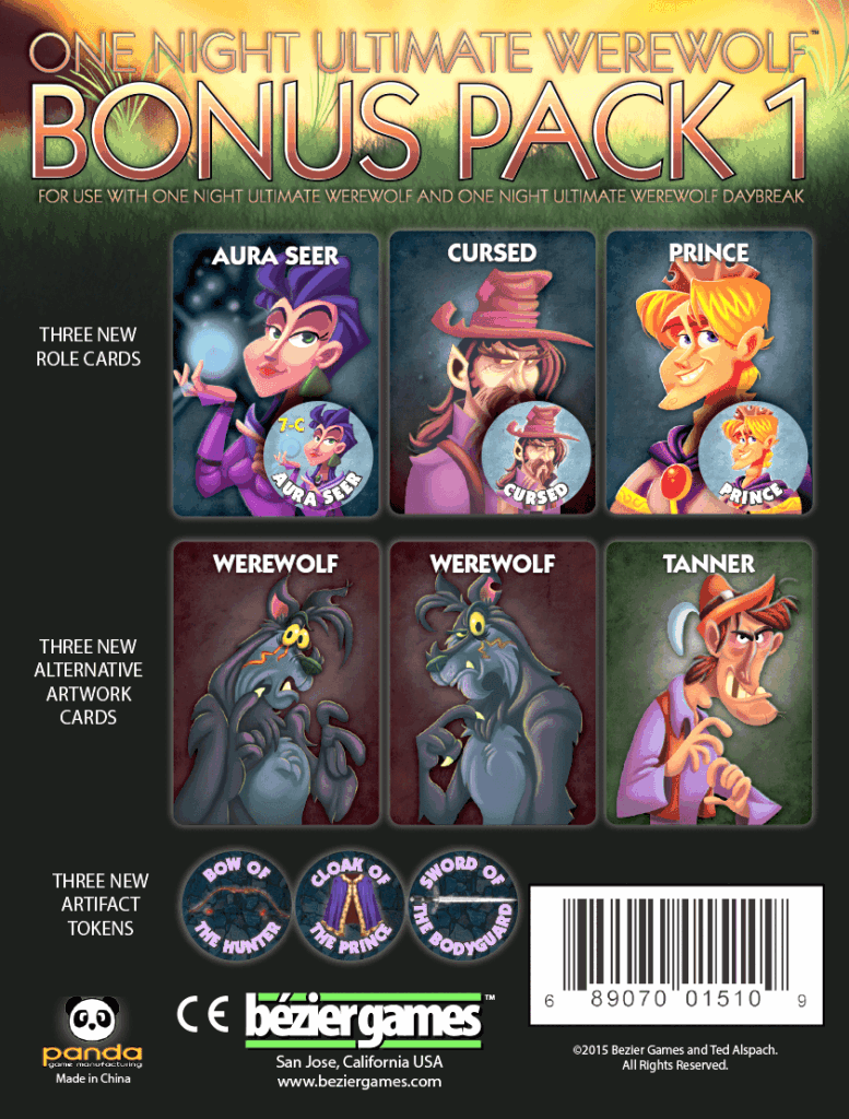 One Night Ultimate Werewolf: Bonus Pack 1 board game cover