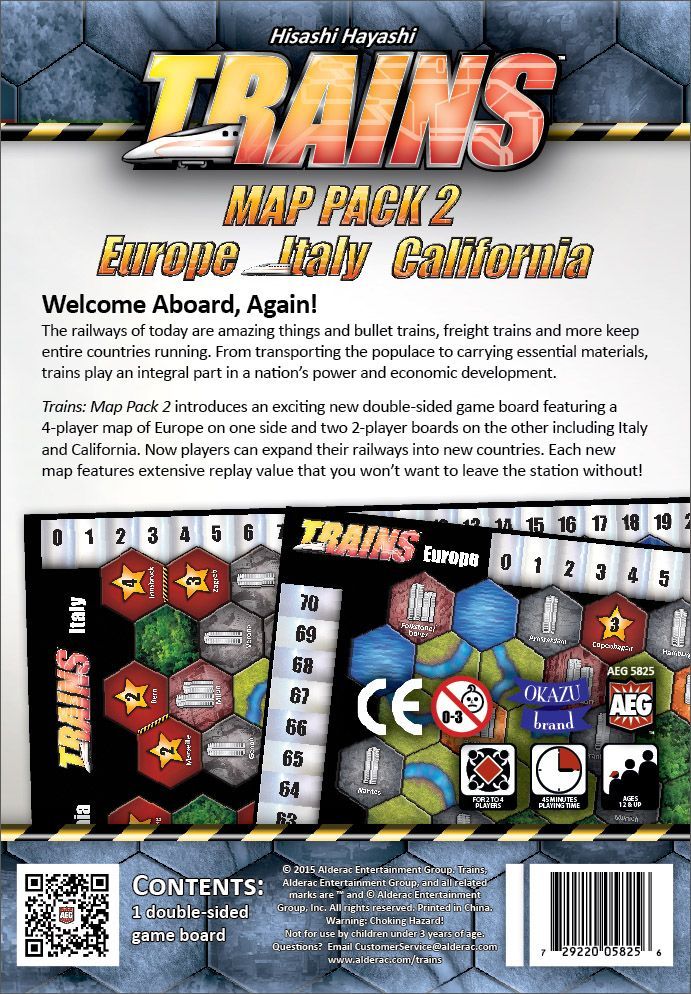 Trains: Map Pack 2 – Europe/Italy/California board game cover