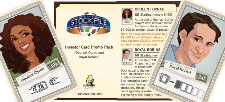 Stockpile: Investor Card Promo Pack #1 – Opulent Oprah and Royal Robins board game cover
