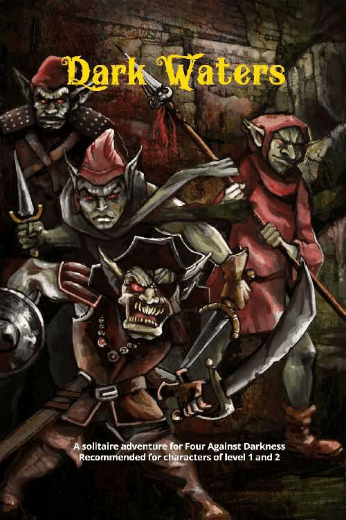 Dark Waters: A Solitaire Adventure for Four Against Darkness board game cover