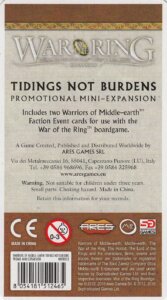 War of the Ring: Warriors of Middle-earth – Tidings Not Burdens Mini-Expansion board game cover