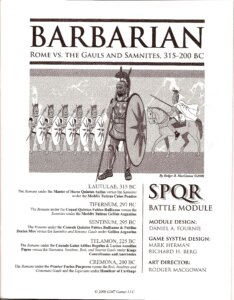 Barbarian: Rome vs. The Gauls and Samnites, 315-200 BC – SPQR Battle Module board game cover