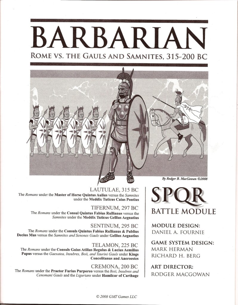 Barbarian: Rome vs. The Gauls and Samnites, 315-200 BC – SPQR Battle Module board game cover