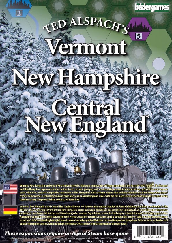 Age of Steam Expansion: Vermont, New Hampshire & Central New England board game cover