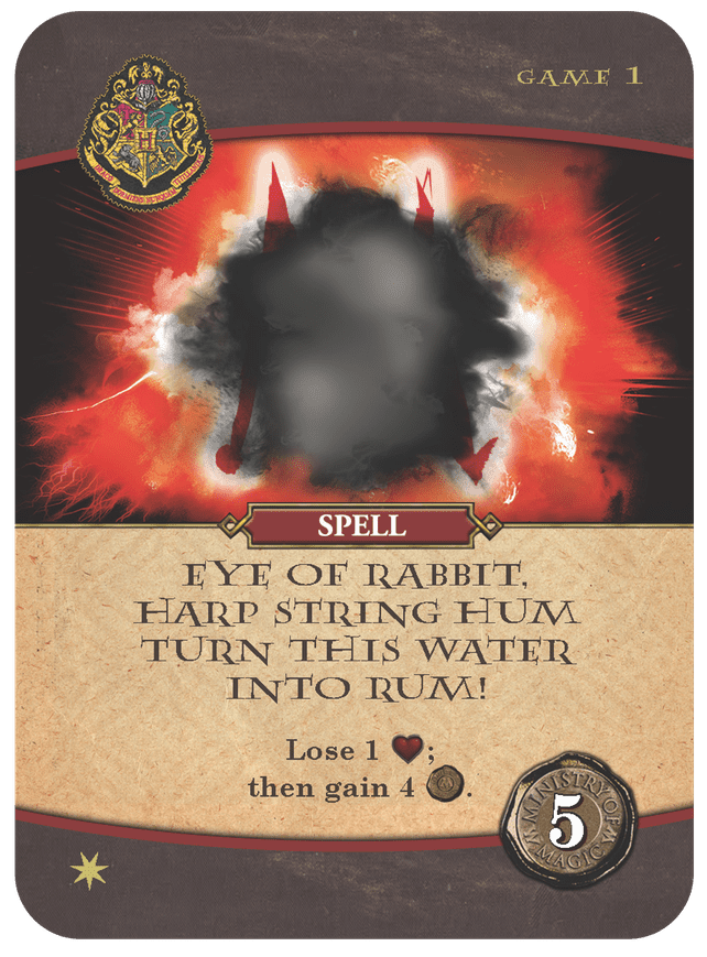 Harry Potter: Hogwarts Battle – Spell: Eye of Rabbit, Harp String Hum, Turn This Water Into Rum! board game cover