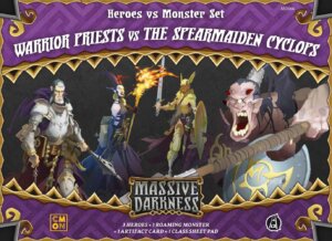 Massive Darkness: Heroes & Monster Set – Warrior Priests vs The Spearmaiden Cyclops board game cover