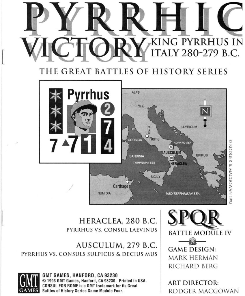 Pyrrhic Victory: King Pyrrhus in Italy 280-279 B.C. – SPQR Battle Module IV board game cover