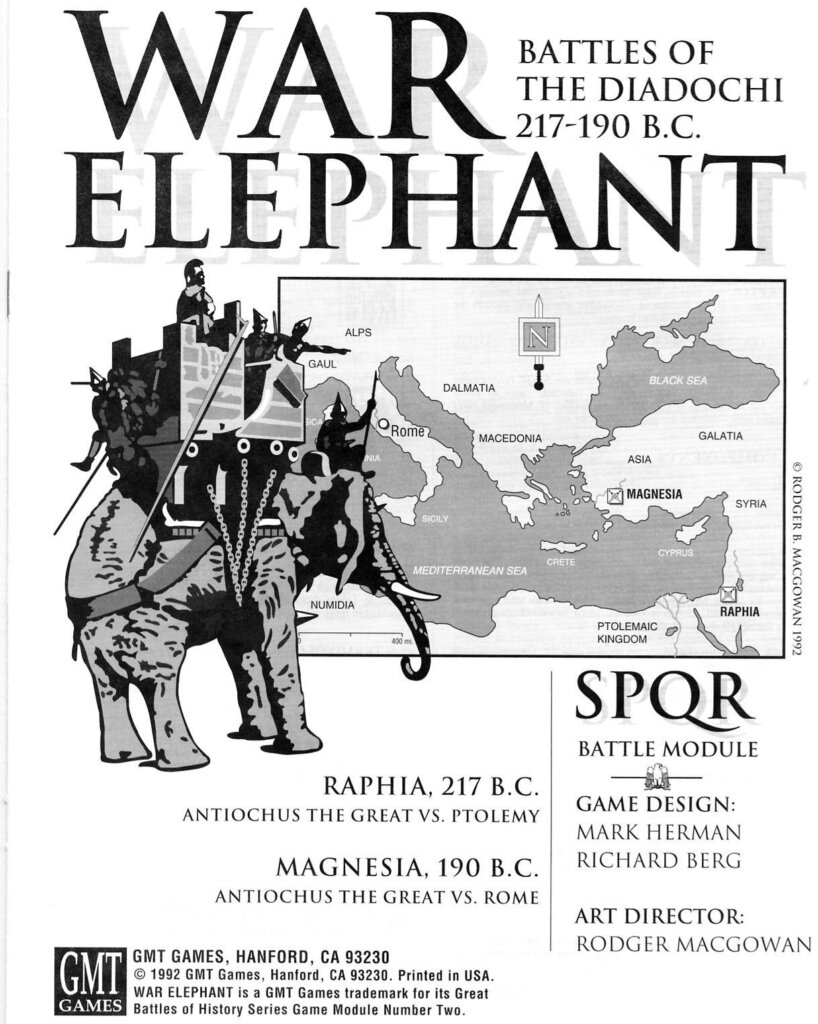 War Elephant: Battles of the Diadochi 217-190 B.C. – SPQR Battle Module board game cover