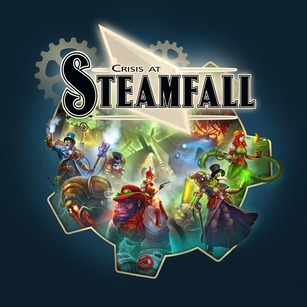 Crisis at Steamfall board game cover