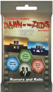 Dawn of the Zeds (Third Edition): Expansion Pack #3 – Rumors and Rails board game cover