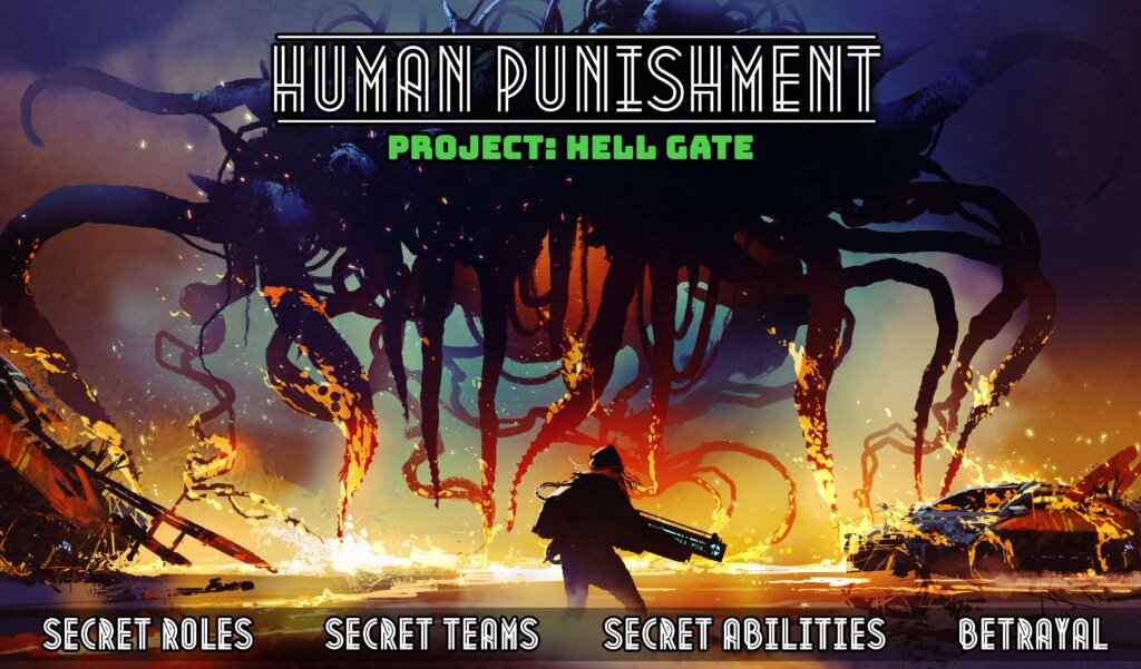 Human Punishment: Social Deduction 2.0 – Project: Hell Gate board game cover