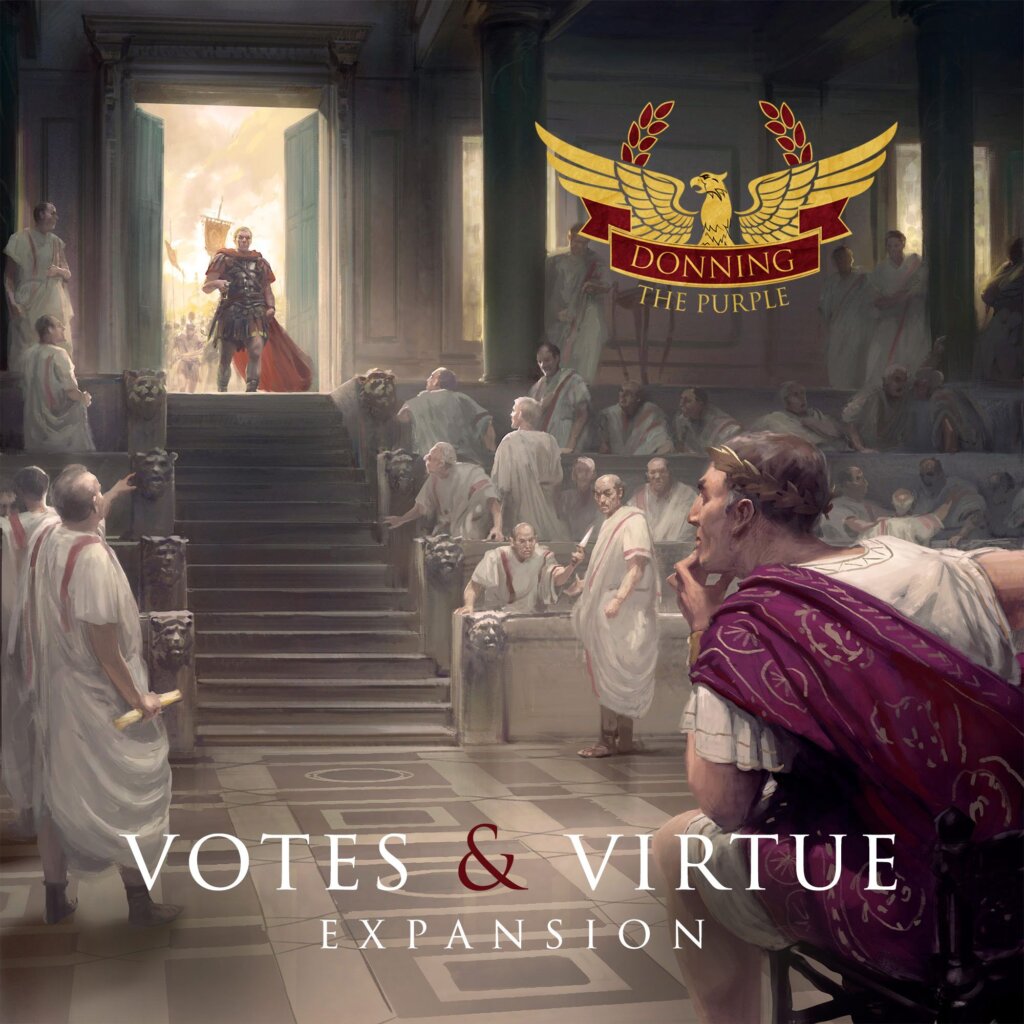 Donning the Purple: Votes & Virtue expansion board game cover