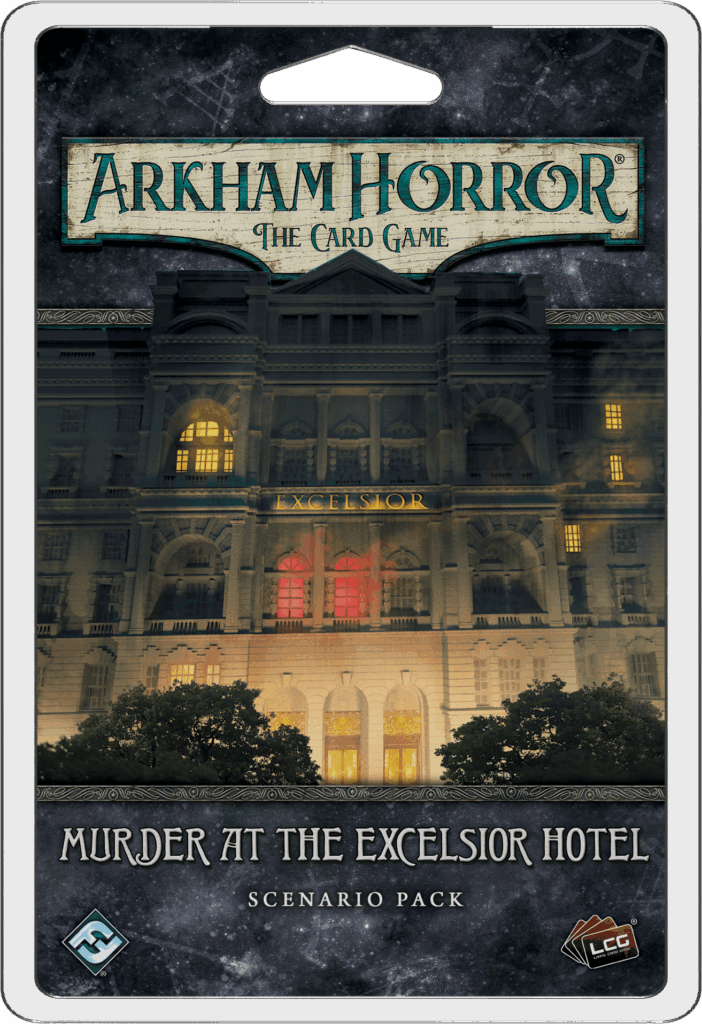 Arkham Horror: The Card Game – Murder at the Excelsior Hotel: Scenario Pack board game cover