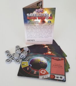 Tiny Epic Galaxies: Satellites & Super Weapons Mini Expansion board game cover