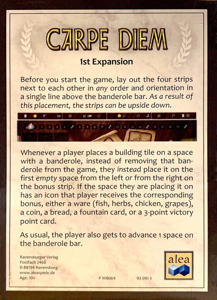 Carpe Diem: 1st Expansion board game cover