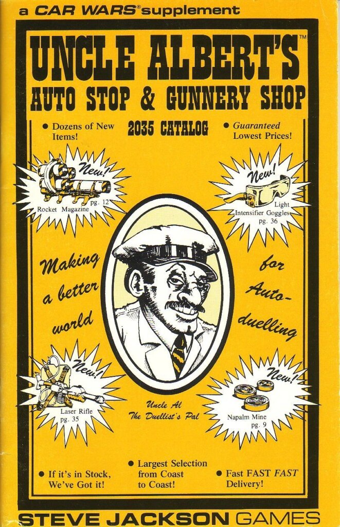 Uncle Albert’s Auto Stop & Gunnery Shop 2035 Catalog board game cover