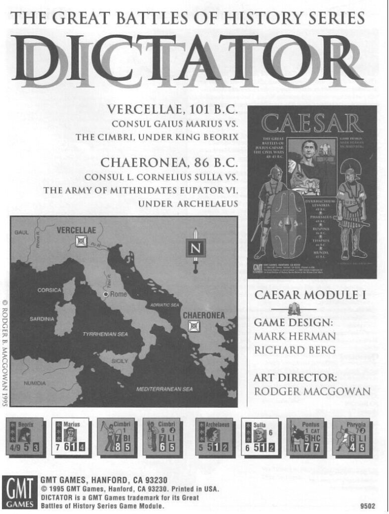 The Great Battles of Julius Caesar: The Civil Wars 48-45 B.C. – Dictator board game cover