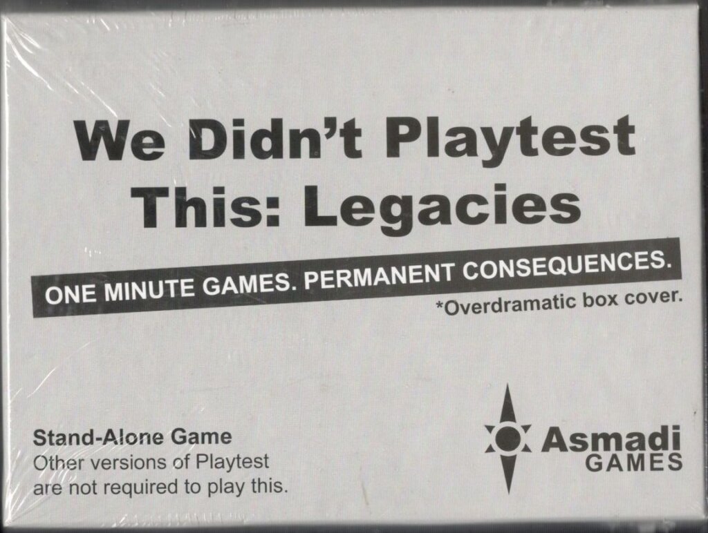 We Didn’t Playtest This: Legacies board game cover