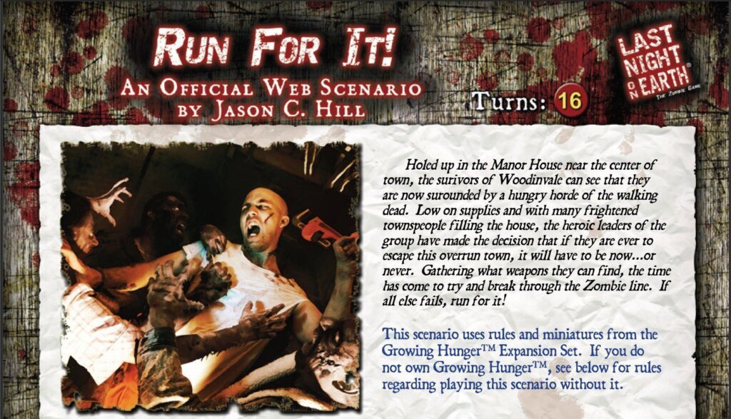 Last Night on Earth ‘Run For It!’ Scenario board game cover