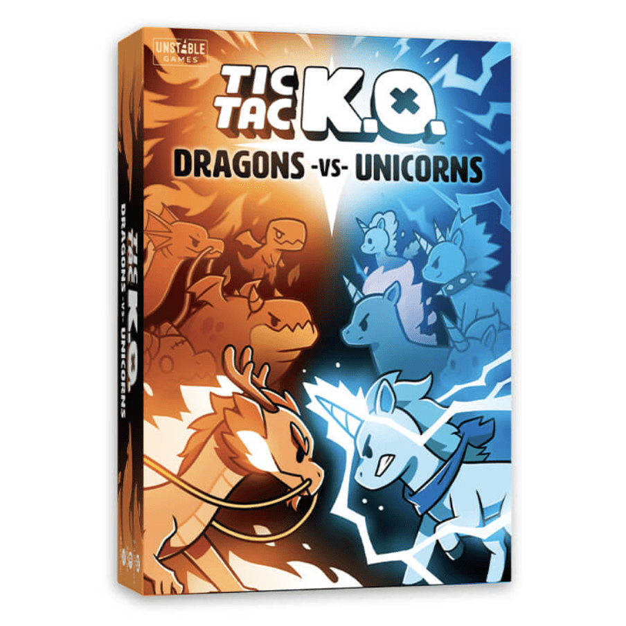 Tic Tac K.O.: Dragons vs Unicorns board game cover