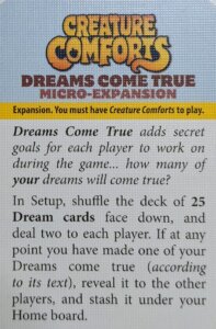 Creature Comforts: Dreams Come True Micro-Expansion board game cover
