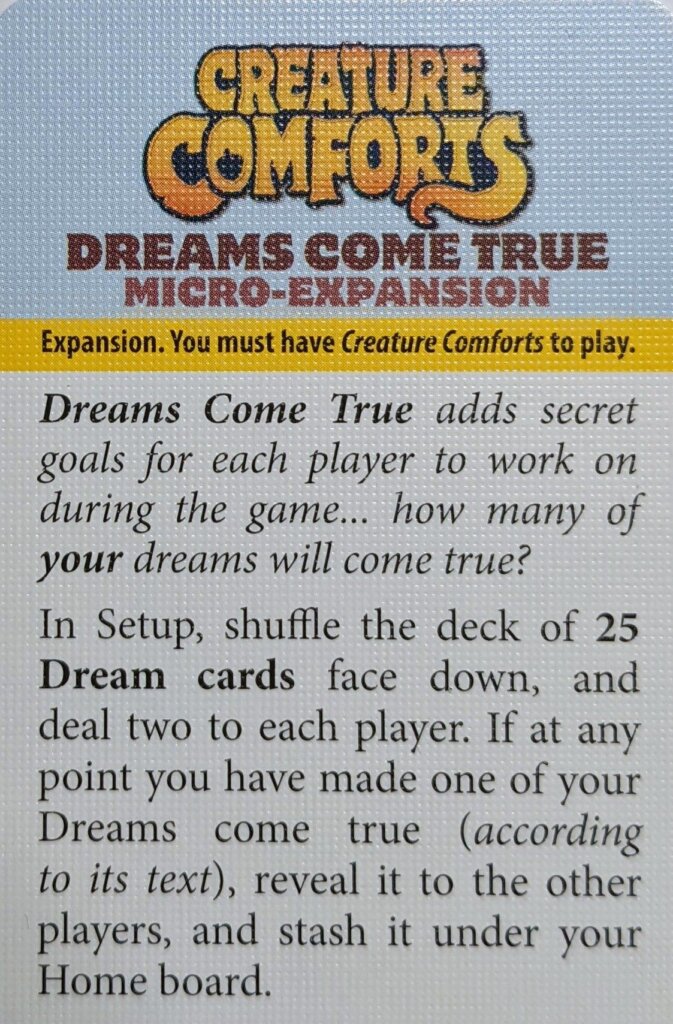 Creature Comforts: Dreams Come True Micro-Expansion board game cover