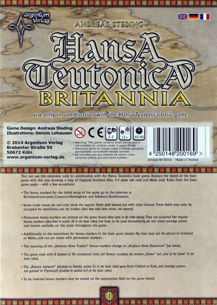 Hansa Teutonica: Britannia board game cover