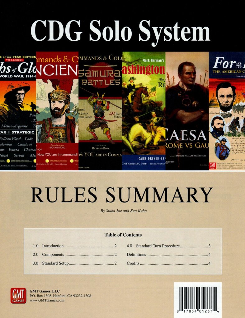 CDG Solo System board game cover