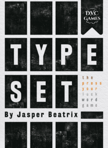 Typeset board game cover