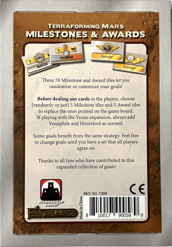 Terraforming Mars: Milestones & Awards board game cover