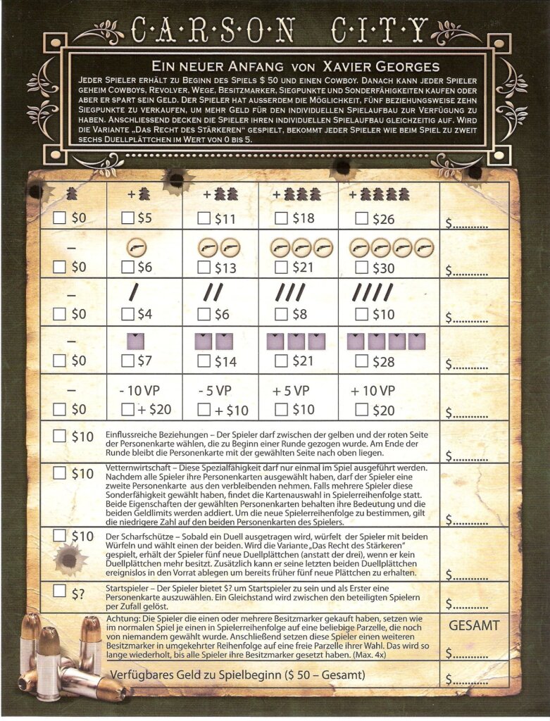 Carson City: A New Beginning board game cover