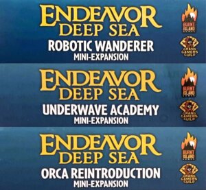 Endeavor: Deep Sea – Orca Reintroduction, Underwave Academy, and Robot Wanderer Mini Expansion board game cover