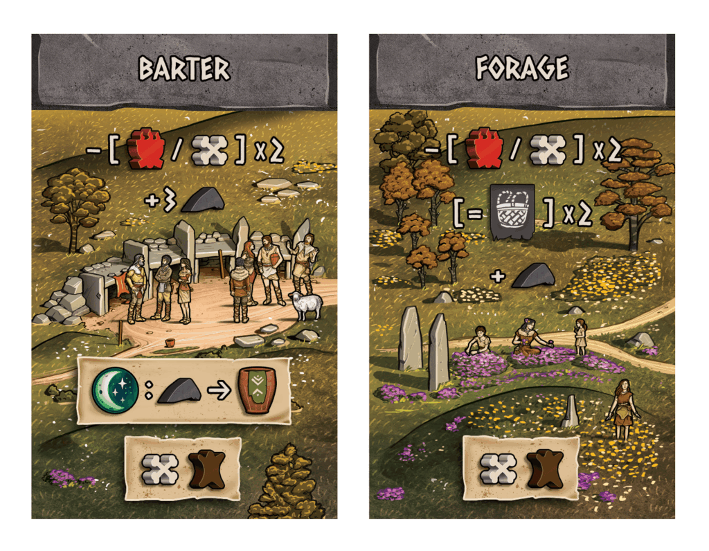 Skara Brae: KS Promo Action Tiles – Barter & Forage board game cover
